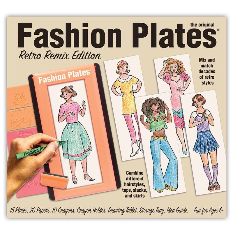 A retro remix fashion plates set with cute 80&#39;s inspired outfits.