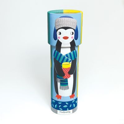 A cute and cozy penguin design on a colorful kaleidoscope.