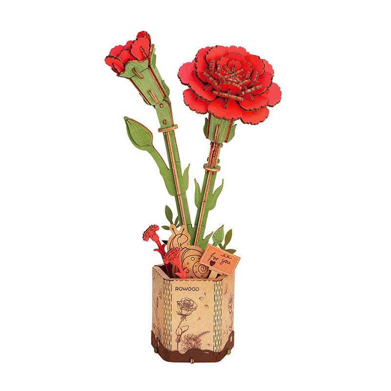 Rowood Wooden Flower - Red Carnation