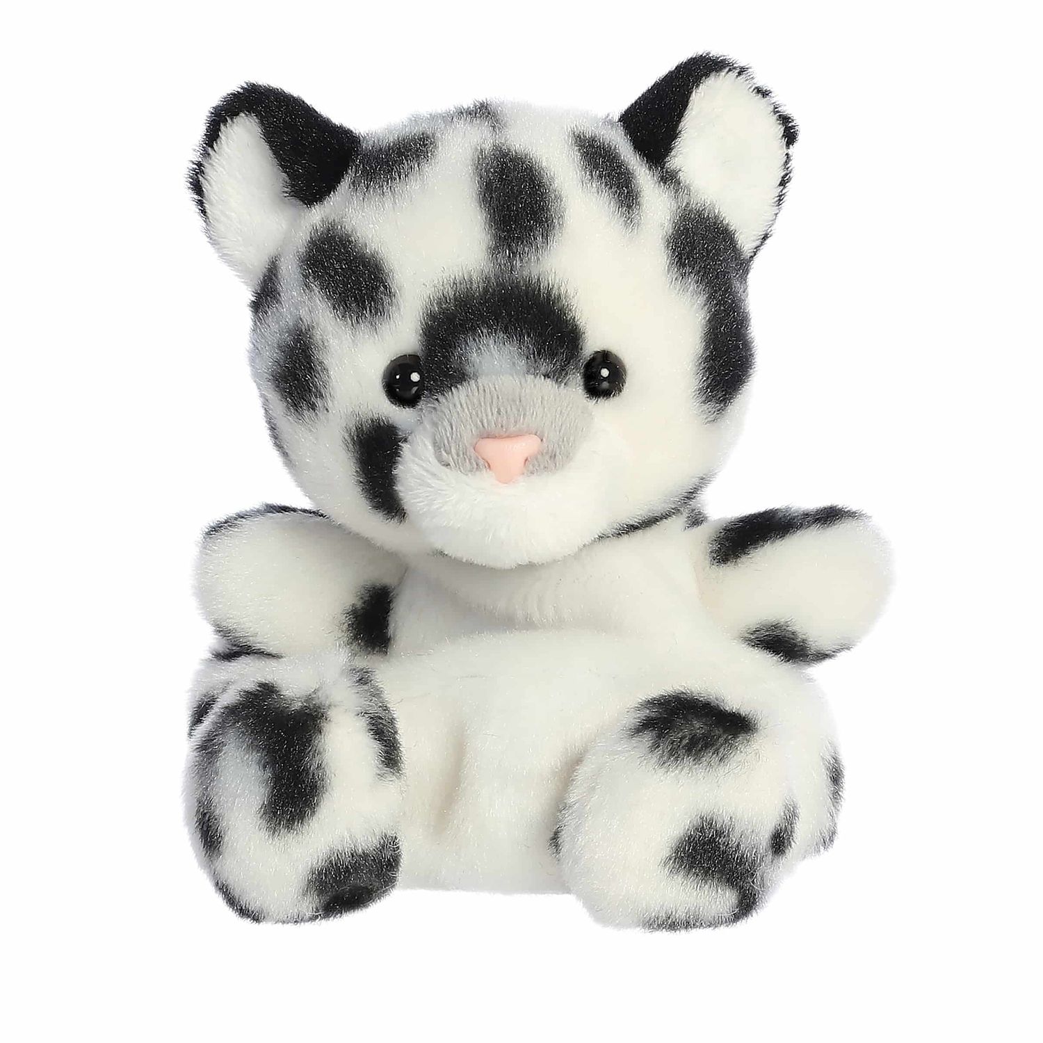 Palm Pals Kaia Snow Leopard, a small and round black spotted snow leopard.