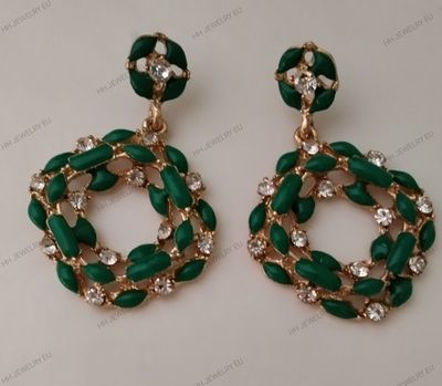 Earrings golden and green
