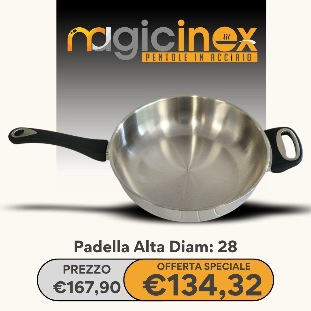 Padella Alta in Acciaio Diam.28