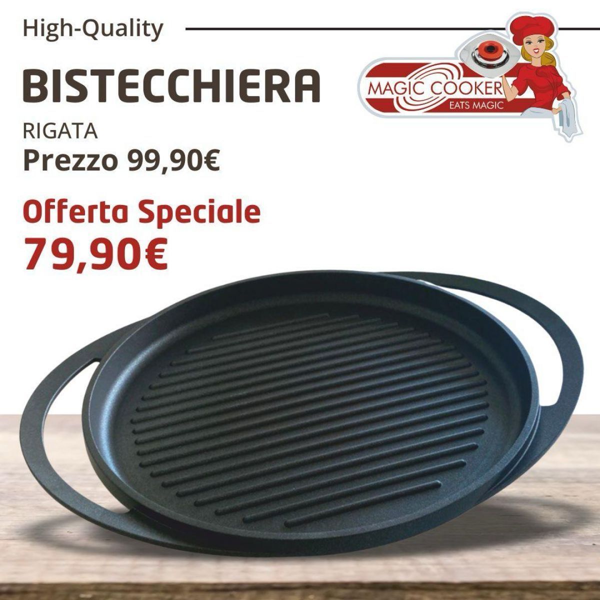 BISTECCHIERA RIGATA 42x34 2 MANICI