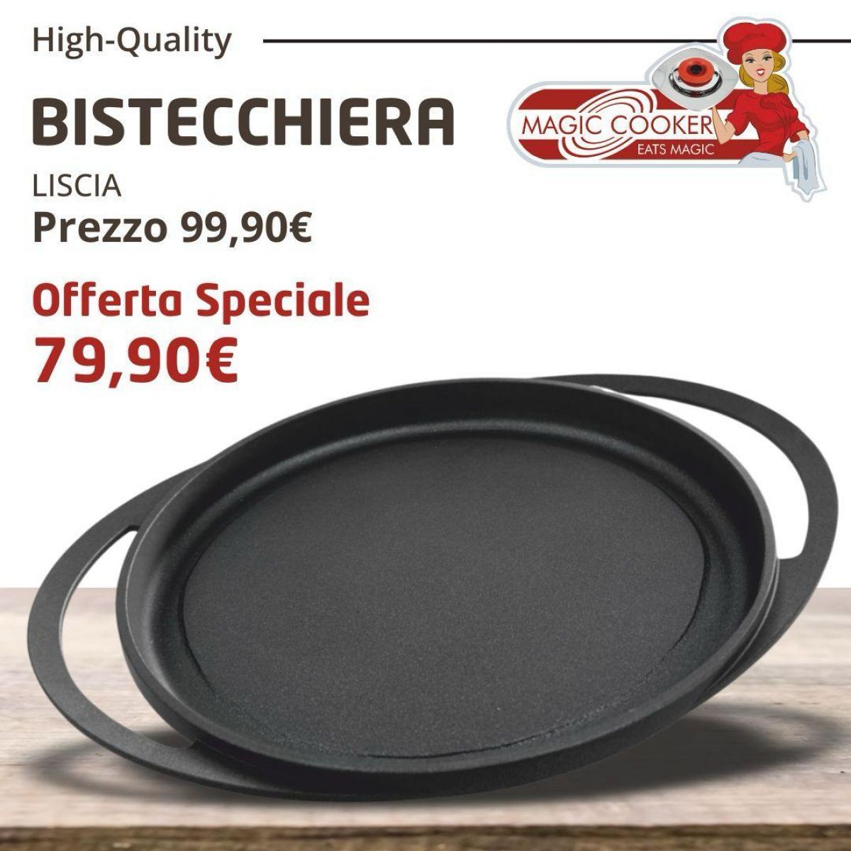 BISTECCHIERA LISCIA 42x34 2 MANICI