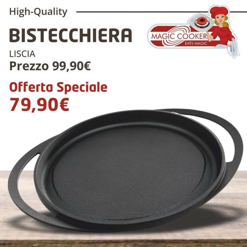 BISTECCHIERA LISCIA 42x34 2 MANICI BISTECCHIERA LISCIA 42x34 2 MANICI