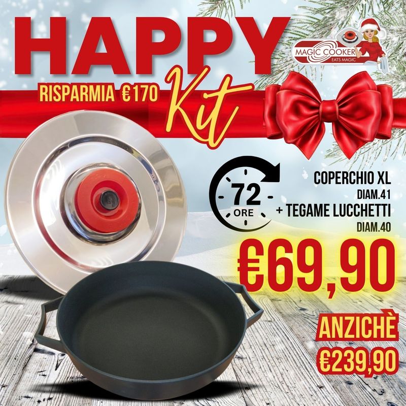 HAPPY KIT Coperchio XL Diam.41 + Tegame LUCCHETTI Diam.40 - Magic Cooker (ORIGINALE) HAPPY KIT Coperchio XL Diam.41 + Tegame LUCCHETTI Diam.40 - Magic Cooker (ORIGINALE)