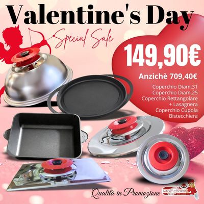 Valentine's Day Coperchio Diam.31 + Coperchio Diam.25 + Coperchio Rettangolare + Lasagnera + Coperchio Cupola + Bistecchiera (Magic Cooker ORIGINALE) Valentine's Day Coperchio Diam.31 + Coperchio Diam.25 + Coperchio Rettangolare + Lasagnera + Coperchio Cupola + Bistecchiera (Magic Cooker ORIGINALE)