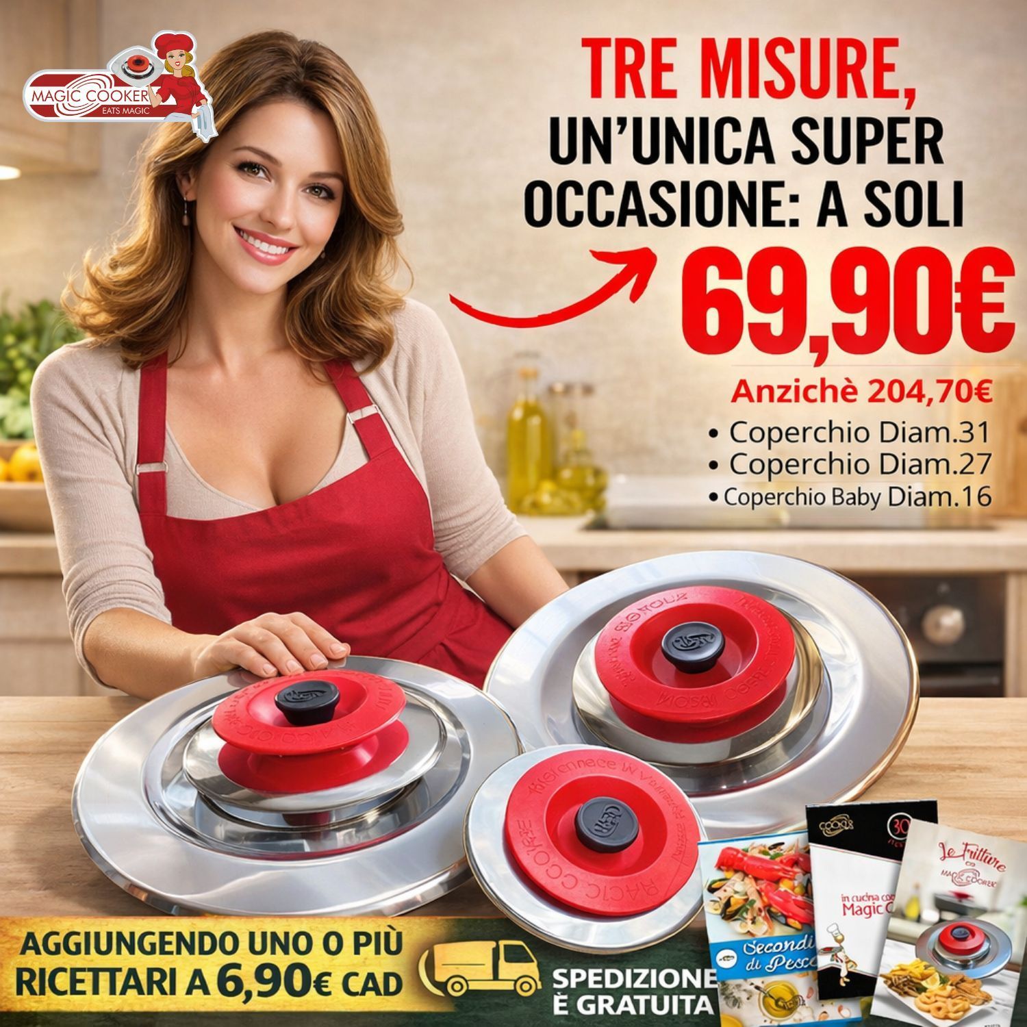 Coperchi Diam.27 - 31 - 16  Acciaio INOX 18/10 - Magic Cooker (ORIGINALE)