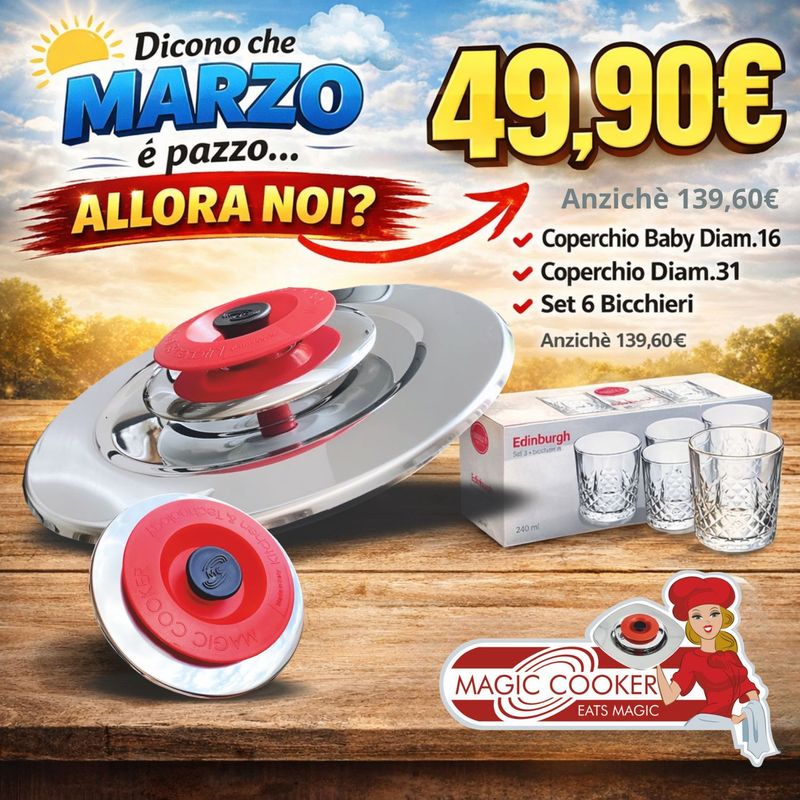 Coperchio Diam.31 + Coperchio Baby Diam.16 + in regalo EDINBURGH SET 6 BICCHIERI 340ML Coperchio Diam.31 + Coperchio Baby Diam.16 + in regalo EDINBURGH SET 6 BICCHIERI 340ML