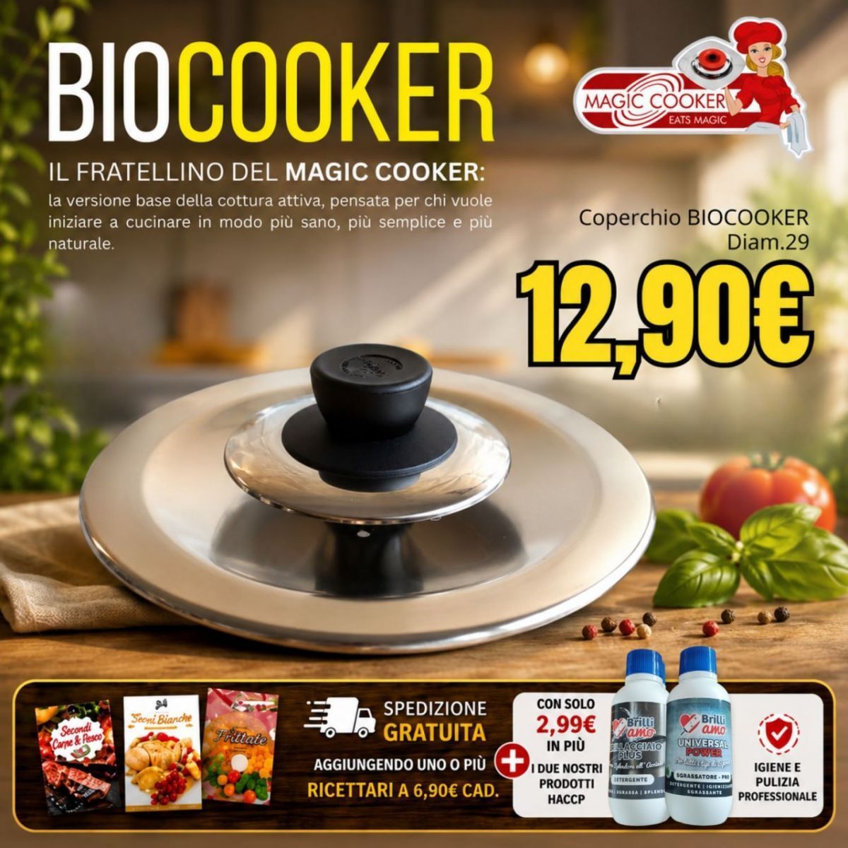 Coperchio BioCooker – Innovativo 29 cm | Tecnologia della Gamma Magic Cooker per una Cucina Sana e Veloce