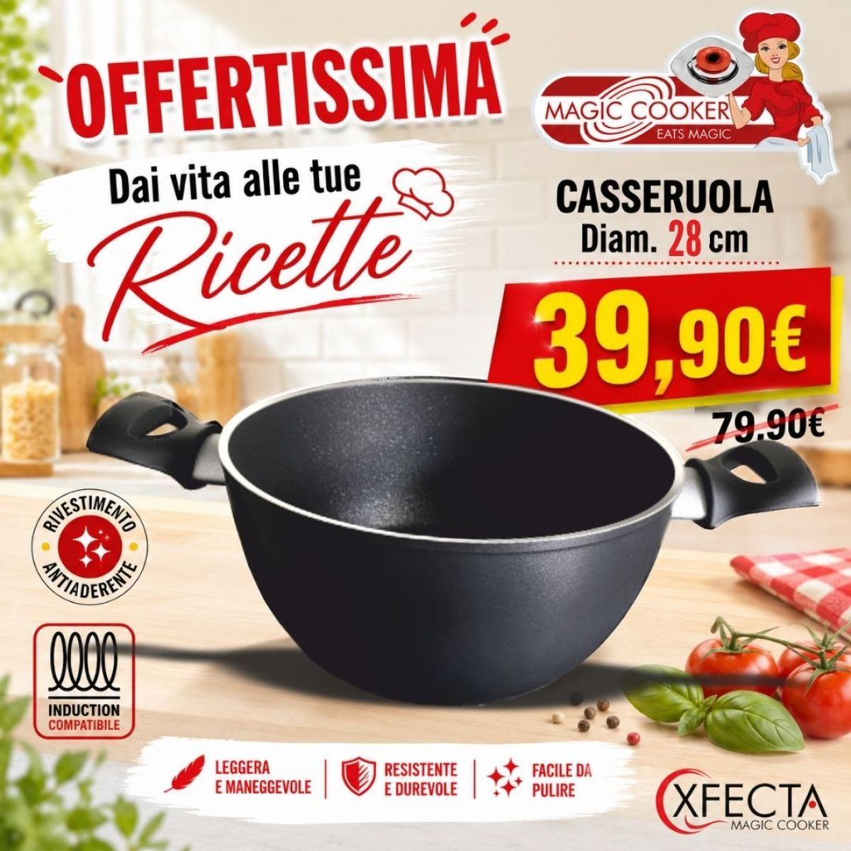 CASSERUOLA Ø28 LINEA XFECTA by Magic Cooker