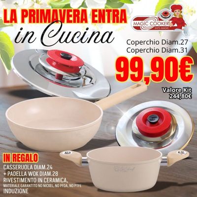 Set Coperchi Diam. 27 e 31 + IN REGALO Casseruola Diam.24 + Padella Wok Diam. 28