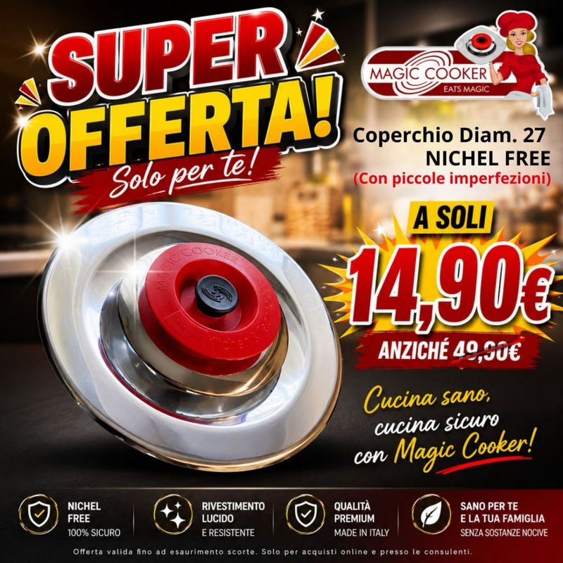 Coperchio Tondo Diam.27 CLASSIC 18/0 NICHEL FREE PICCOLE IMPERFEZIONI