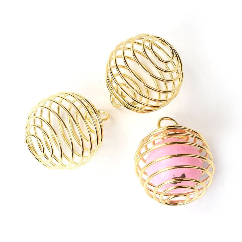 2 cages spirale dore pour perle de differentes tailles- creatio