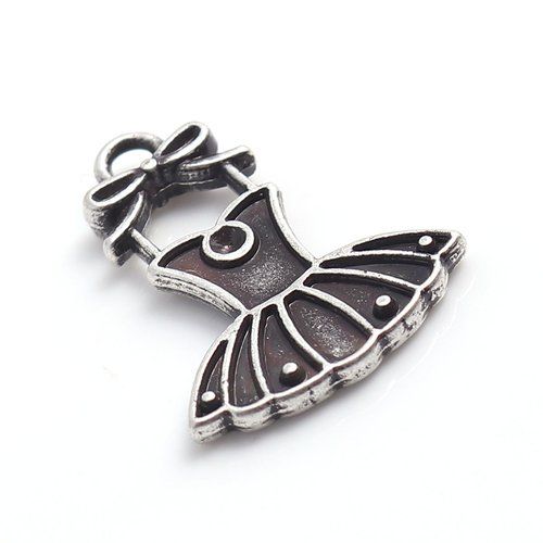 10 breloques charm argente robe danseuse 21x16mm- sc0144208