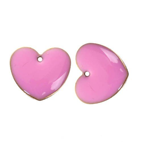 10 sequins emailles coeur violet 15x14mm- creation bijoux -