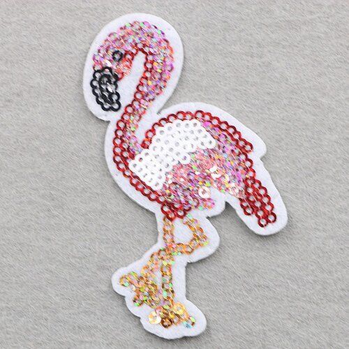 2 appliques patch ecusson tissus thermocollant flamant rose