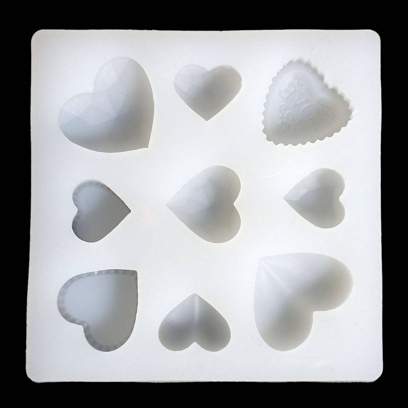 1 moules silicone souple blanc theme coeurs differentes B0081900