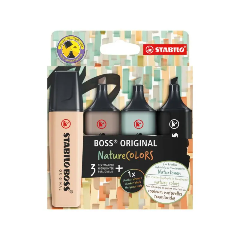 MARCADOR STABILO BOSS ORIGINAL NATURECOLORS 4 COLORES
