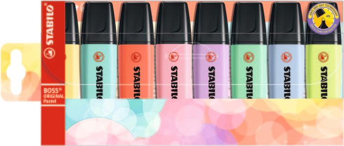 MARCADOR STABILO BOSS ESTUCHE DE 8 COLORES PASTEL
