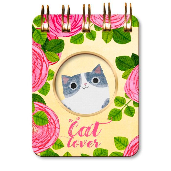 Mini block con espiral Cat Lover Amarillo