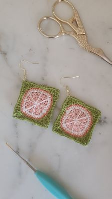 Citrus Granny Square Earrings