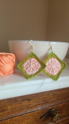Citrus Granny Square Earrings