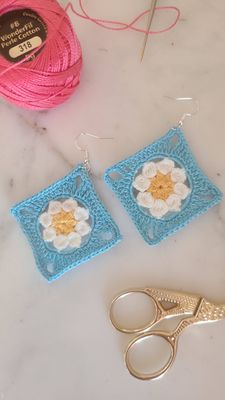 Lazy Daisy Granny Square Earrings