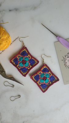 Floral Envelope Granny Square Earrings