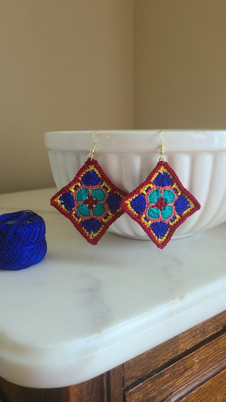 Floral Envelope Granny Square Earrings