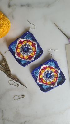 Jackfield Tile Granny Square Earrings