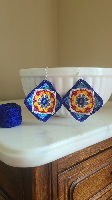 Jackfield Tile Granny Square Earrings