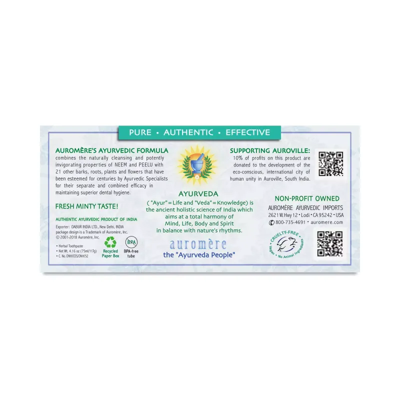 Auromere Ayurvedic Neem Toothpaste (Fresh Mint)