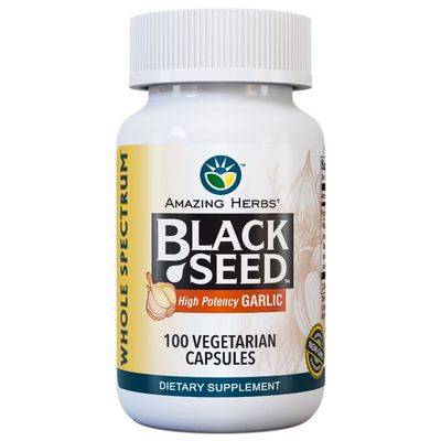 Amazing Herbs Black Seed with High Potency Garlic - 100 capsules