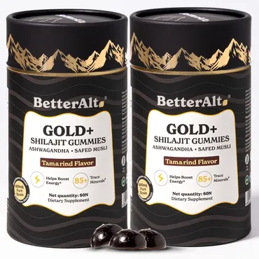 BetterAlt Gold+ Shilajit Gummies – Energy, Focus &amp; Stamina (60 Ct)