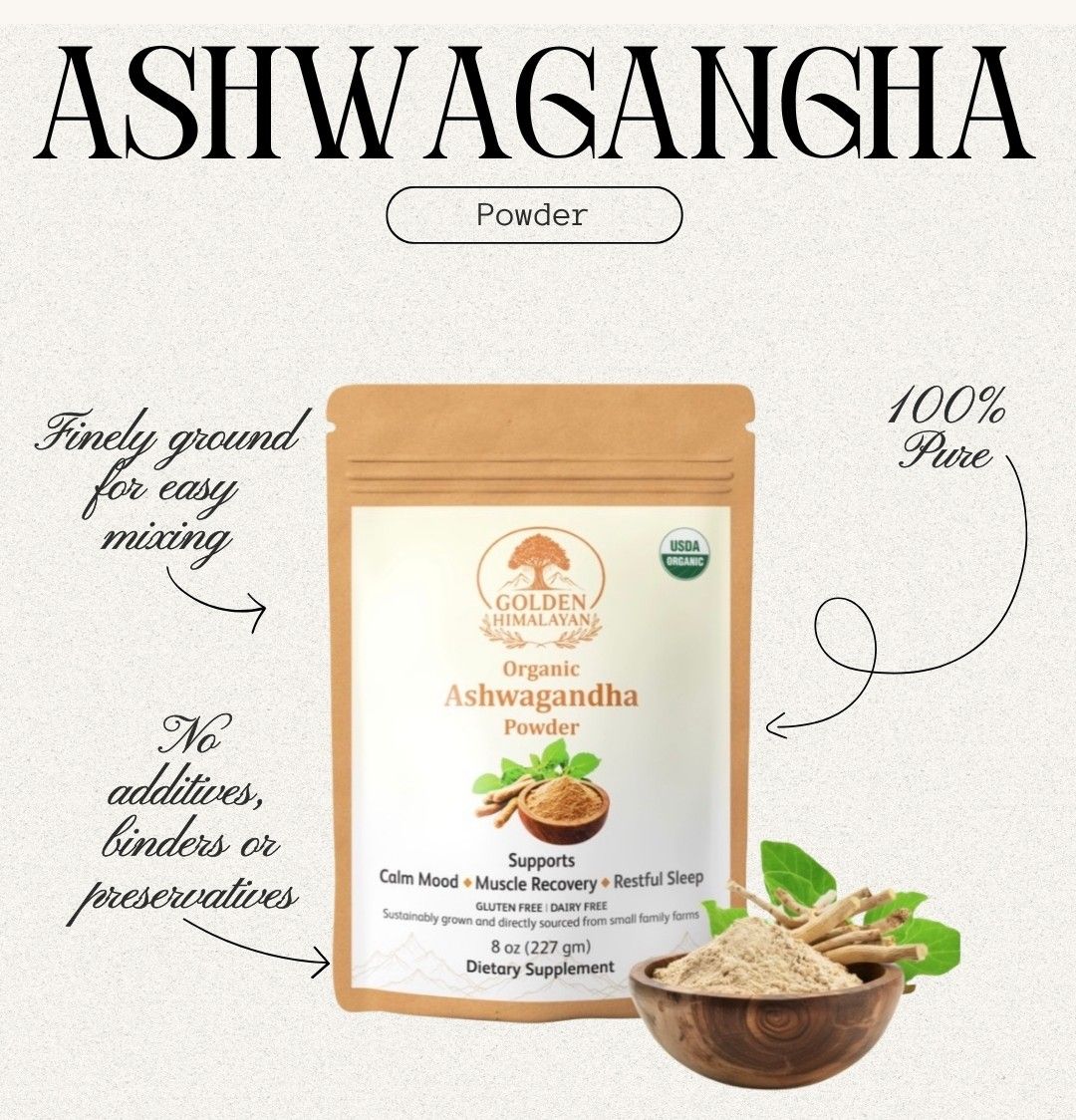 Organic Ashwagandha Powder 8oz