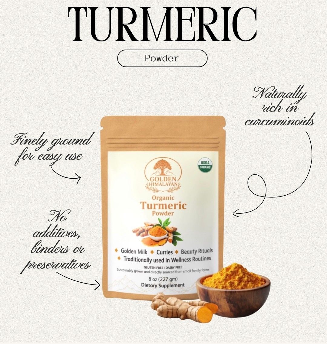 Organic Turmeric Root Powder | 8 oz