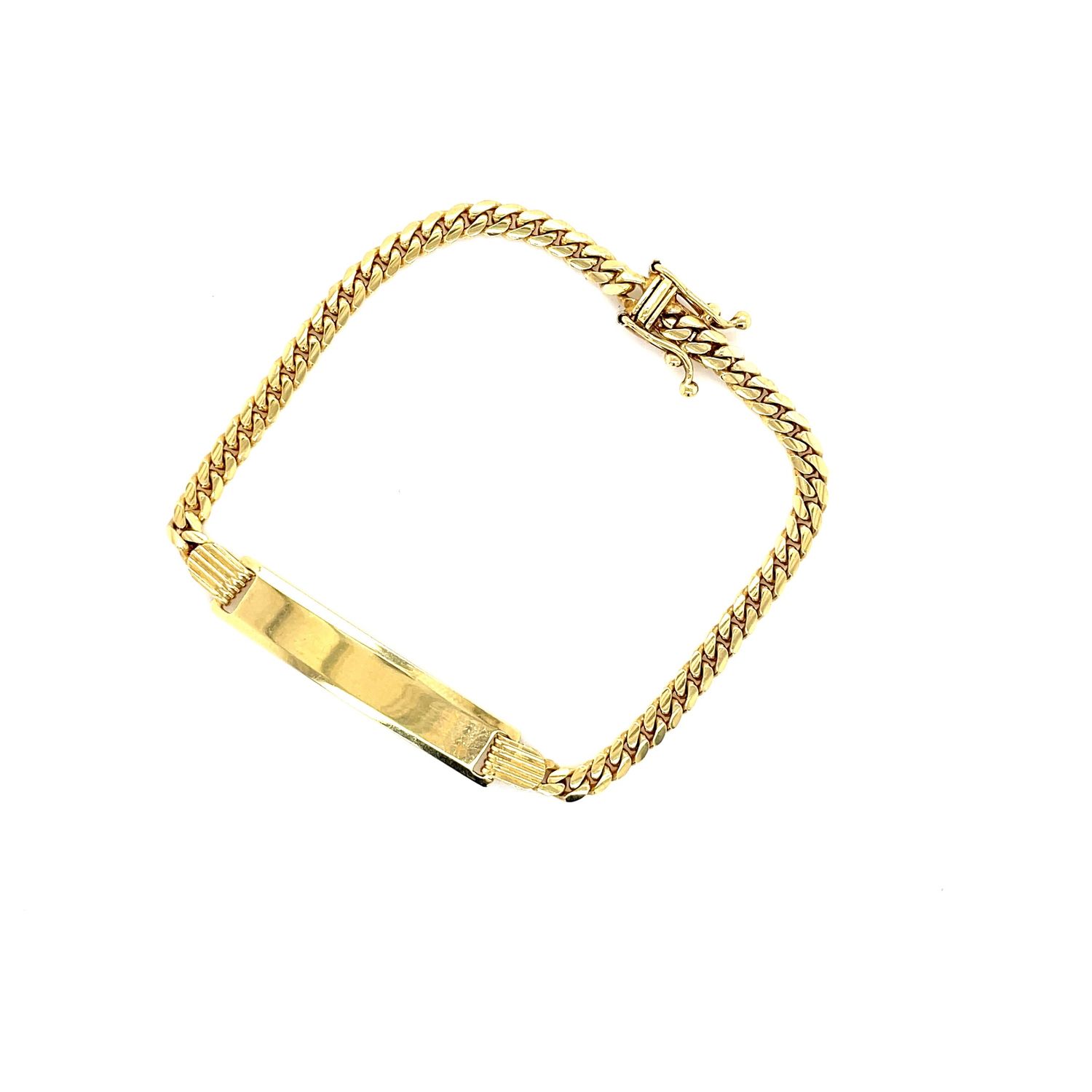 14 kt Yellow Gold Baby ID Solid Cuban Link Bracelet with Box Clasp