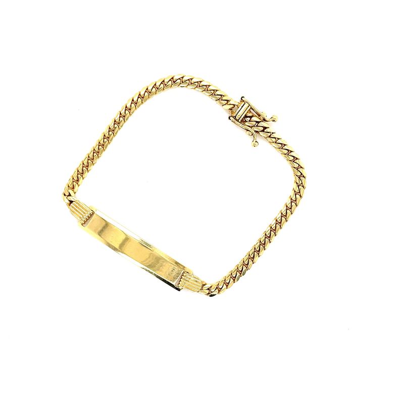 14 kt Yellow Gold Baby ID Solid Cuban Link Bracelet with Box Clasp