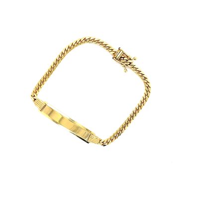 14 kt Yellow Gold Baby ID Solid Cuban Link Bracelet with Box Clasp