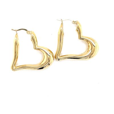 14 kt Yellow Gold Heart Hoop Earring