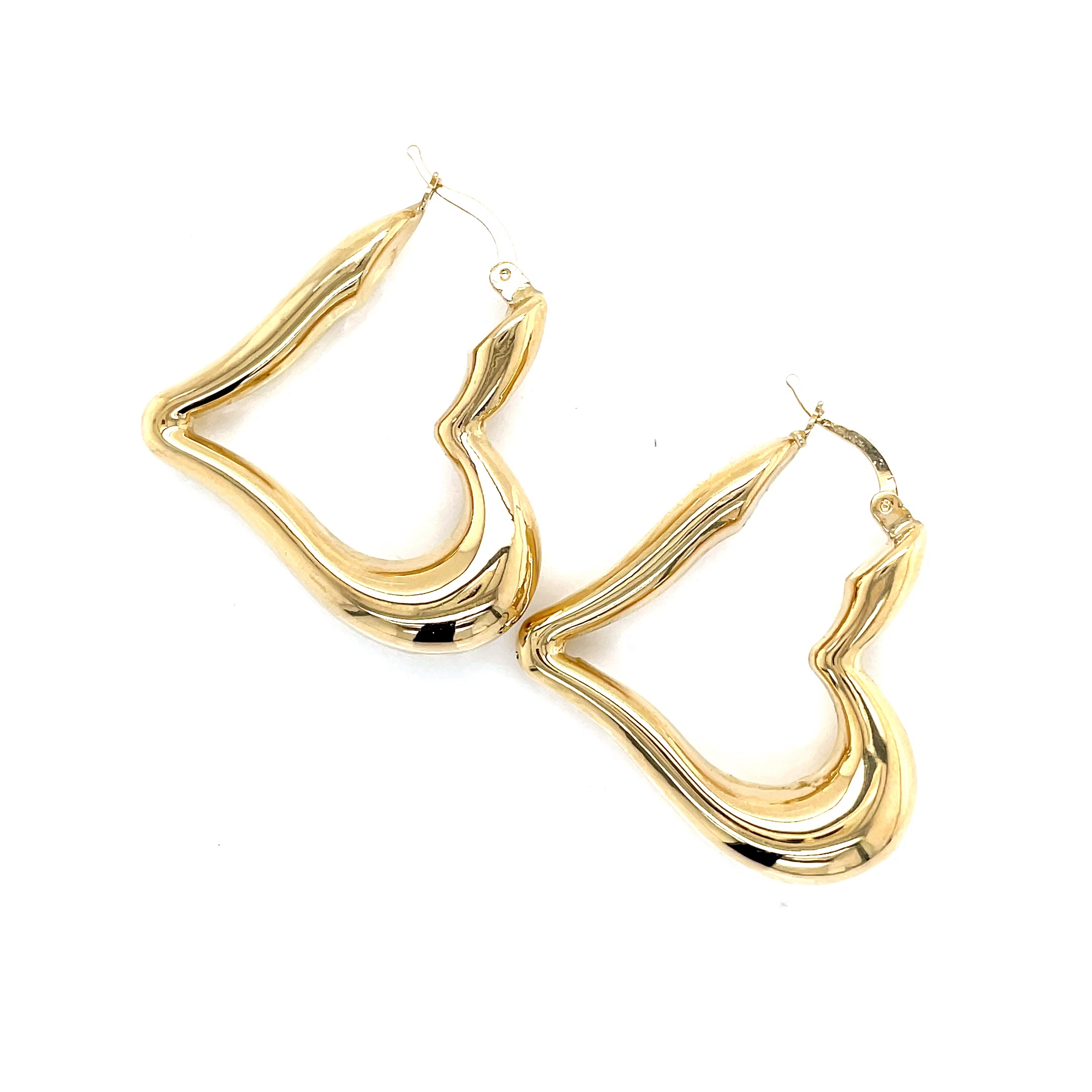 14 kt Yellow Gold Heart Hoop Earring