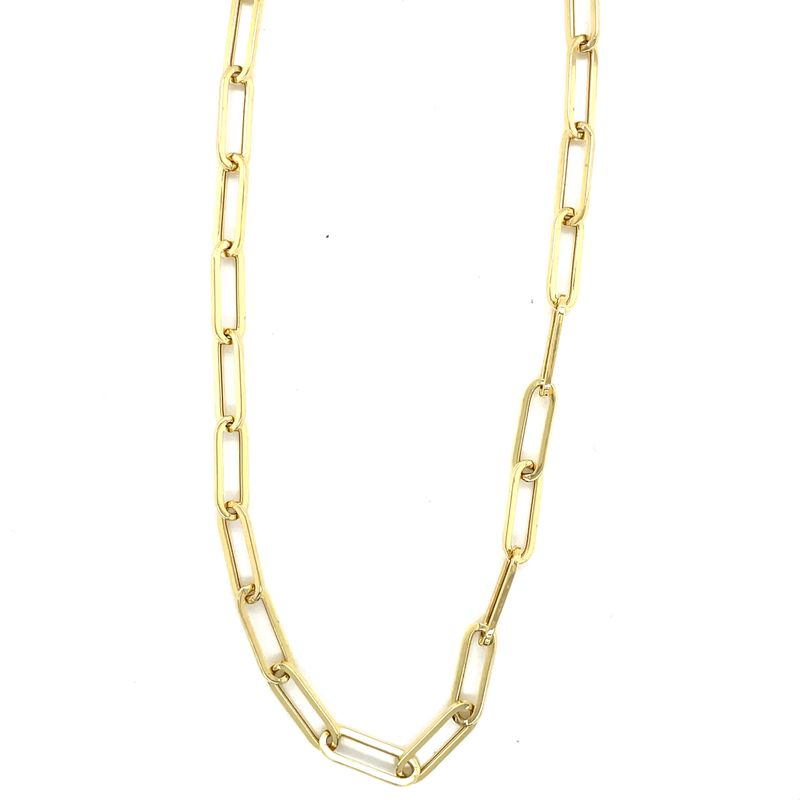 14 kt Yellow Gold Women’s Hallow Paper Clip Necklace with Lobster Clasp