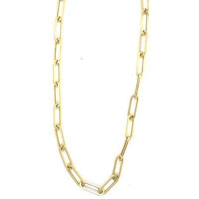 14 kt Yellow Gold Women’s Hallow Paper Clip Necklace with Lobster Clasp 14 kt Yellow Gold Women’s Hallow Paper Clip Necklace with Lobster Clasp