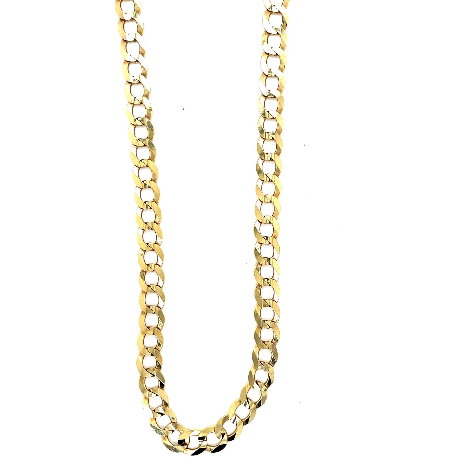 14 kt Yellow Gold Men’s Curb Solid Chain with Lobster Clasp