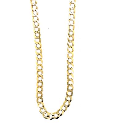 14 kt Yellow Gold Men’s Curb Solid Chain with Lobster Clasp