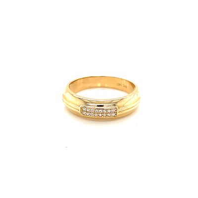 14 kt Yellow Gold Men’s Wedding Band Ring with Cubic Zirconia Stone