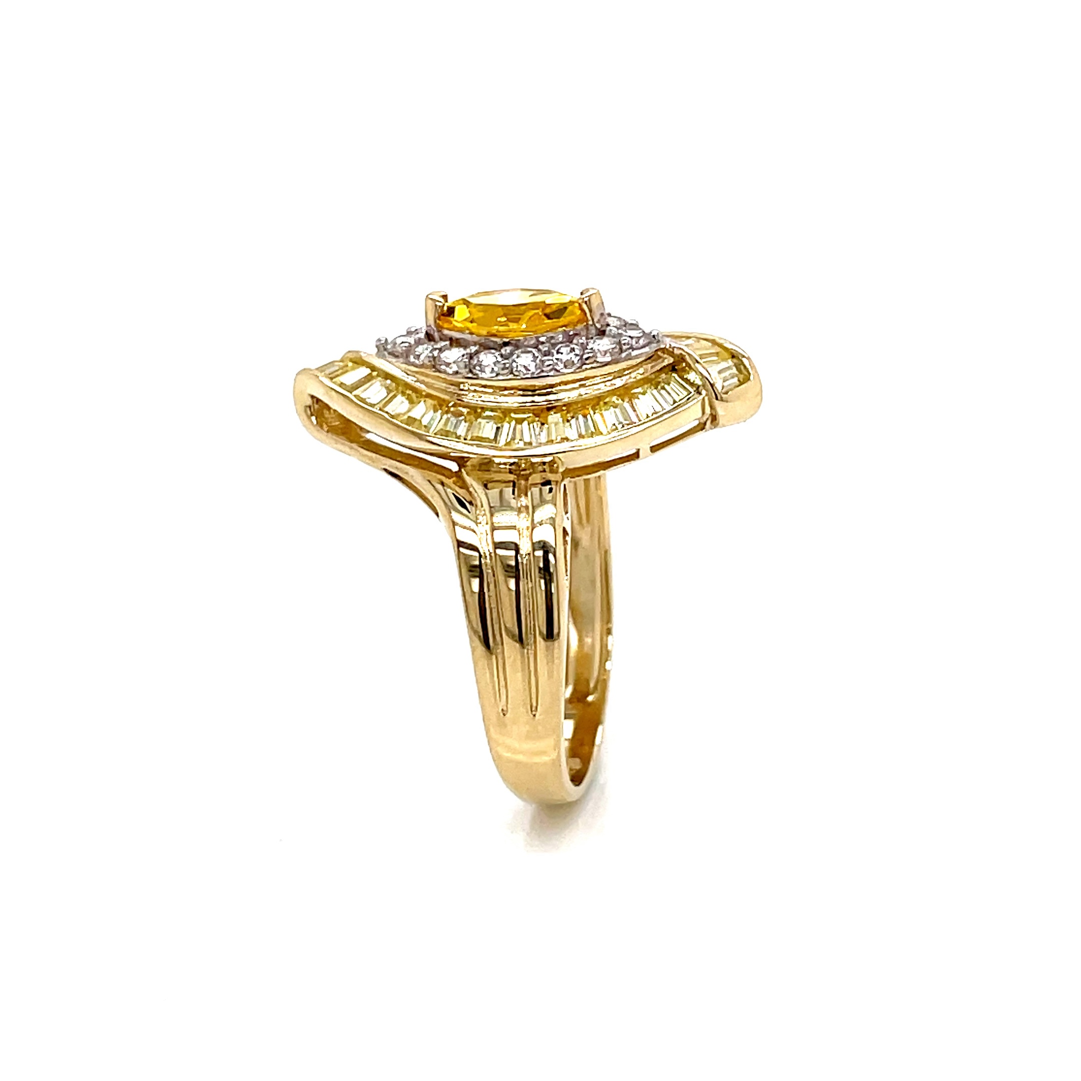 14kt Yellow Gold Women's Ring with Yellow Cubic Zirconia Stone.
