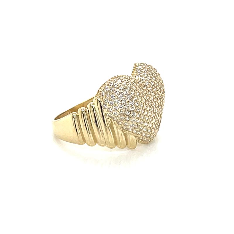 14kt Yellow Gold Women's Heart Ring  with Cubic Zirconia Stone
