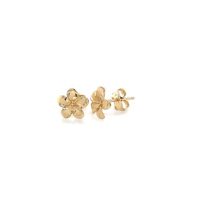 14 kt Yellow Gold Women's Flower Earrings with Friction Posts